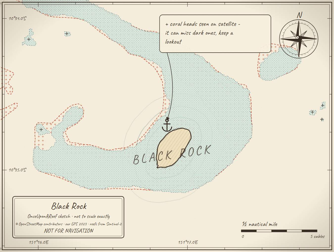 Sketch map of Black Rock - Wiyaloiki Island