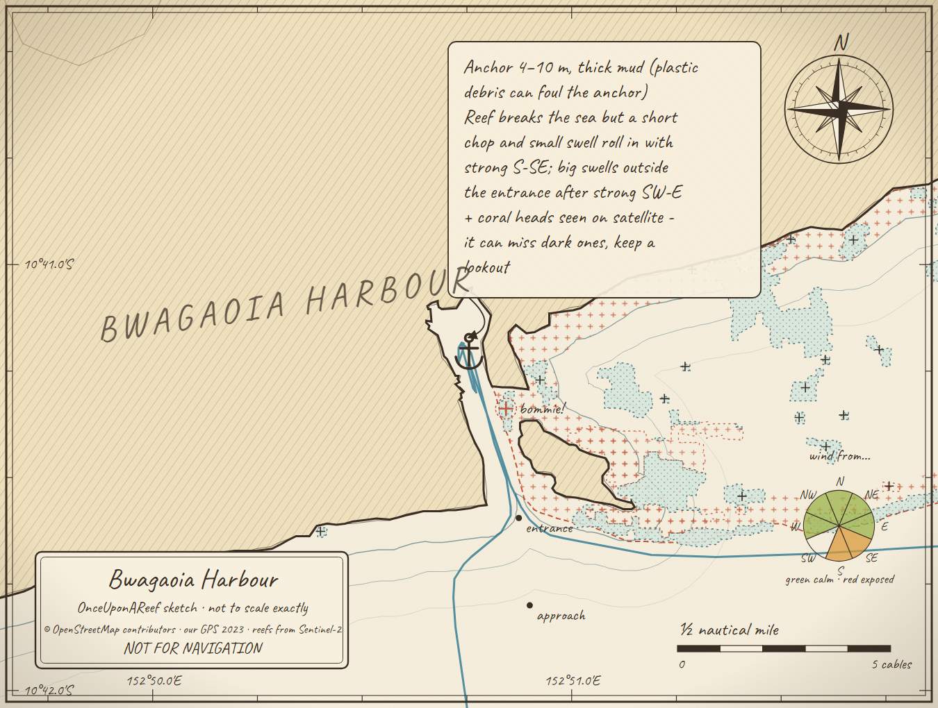 Sketch map of Bwagaoia Harbour