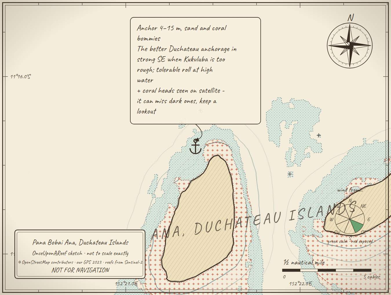 Sketch map of Pana Bobai Ana, Duchateau Islands