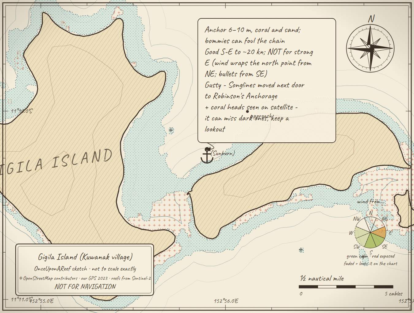 Sketch map of Gigila Island (Kuwanak village)