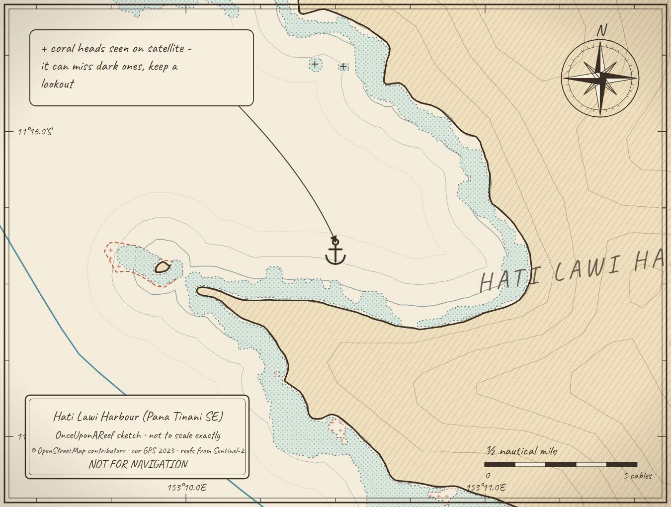 Sketch map of Hati Lawi Harbour (Pana Tinani SE)
