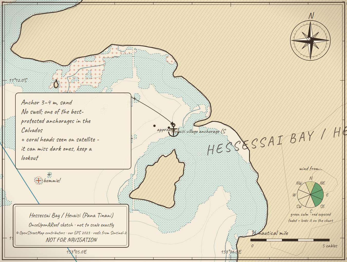 Sketch map of Hessessai Bay / Hevaisi (Pana Tinani)