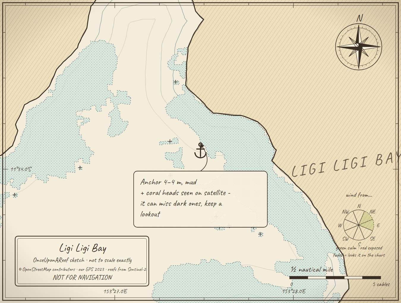 Sketch map of Ligi Ligi Bay