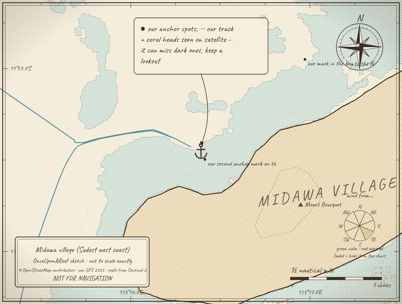 Sketch map of Midawa village (Sudest west coast)