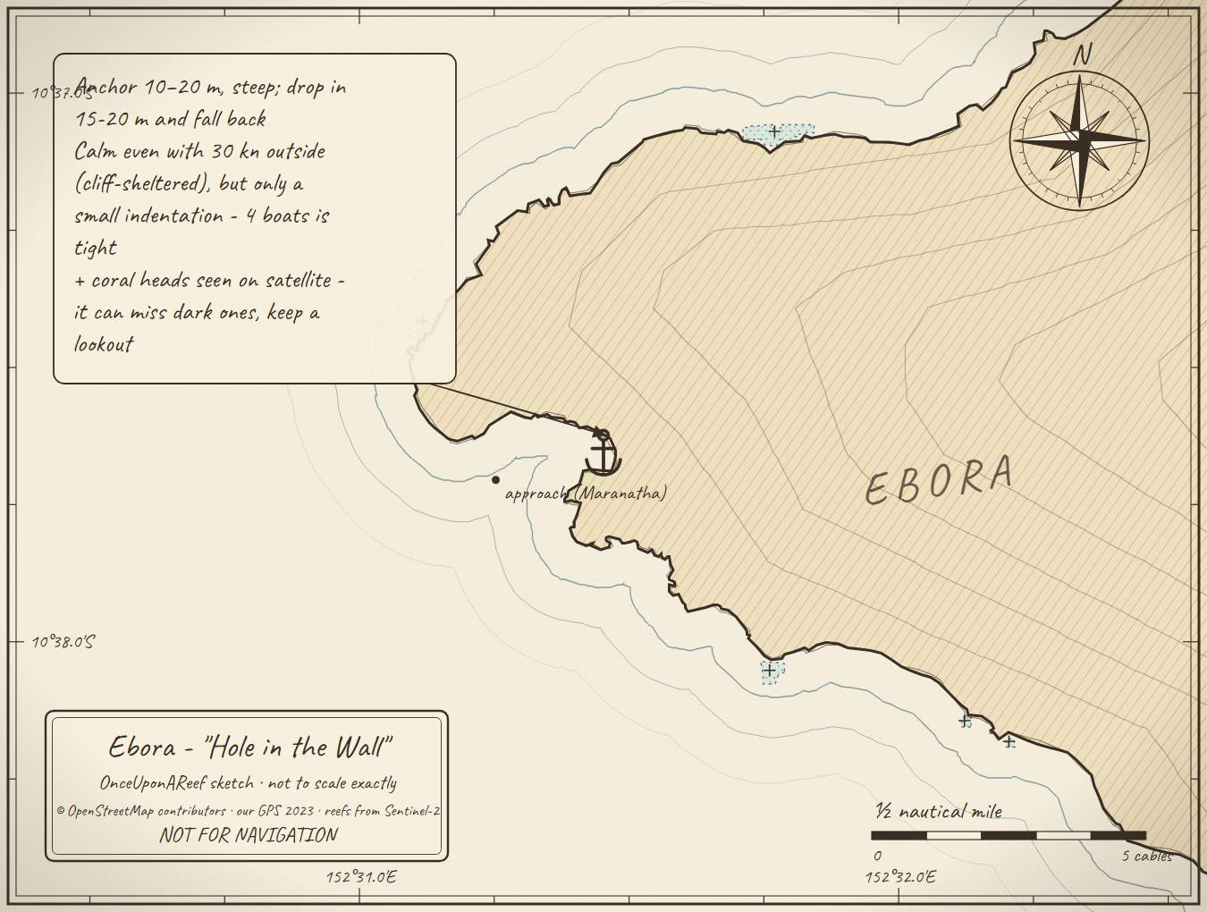 Sketch map of Ebora - "Hole in the Wall"