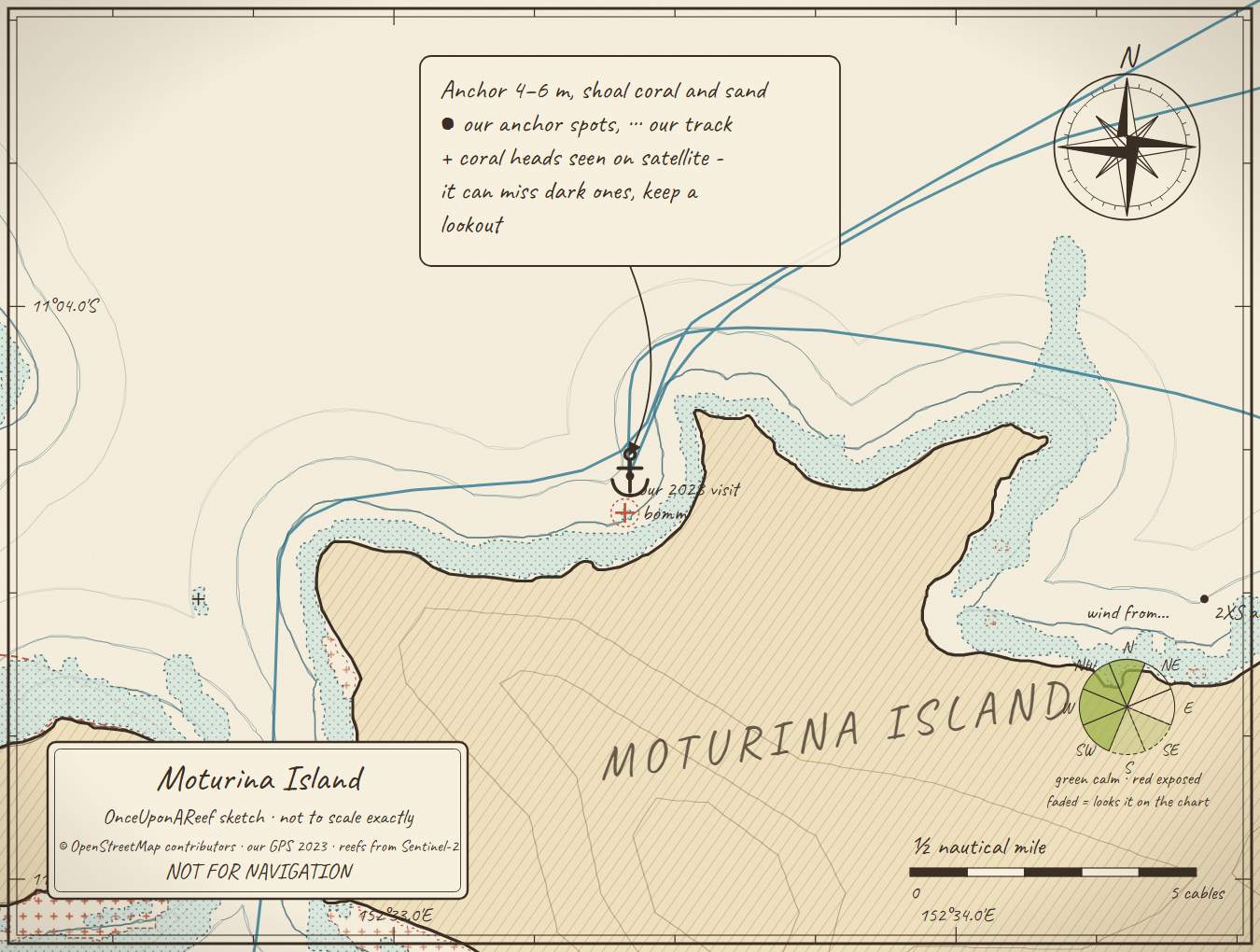 Sketch map of Moturina Island - Riman Bay
