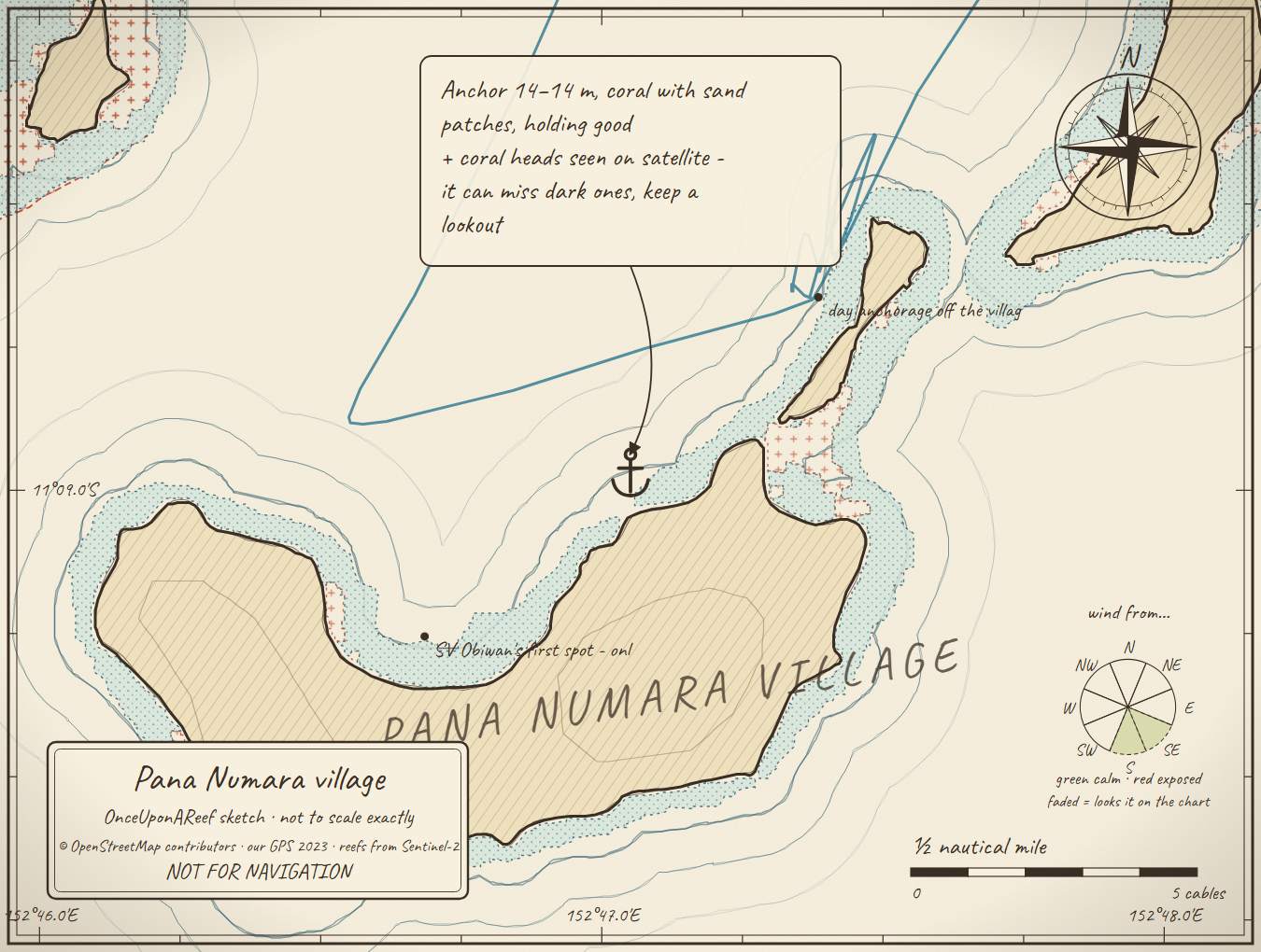 Sketch map of Pana Numara village - bagi makers (NE side)