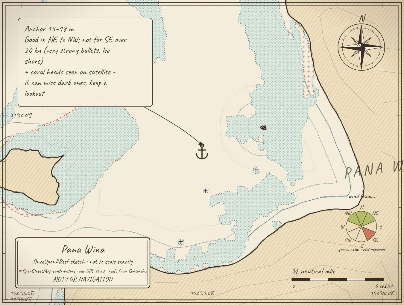 Sketch map of Pana Wina - SW / river mouth