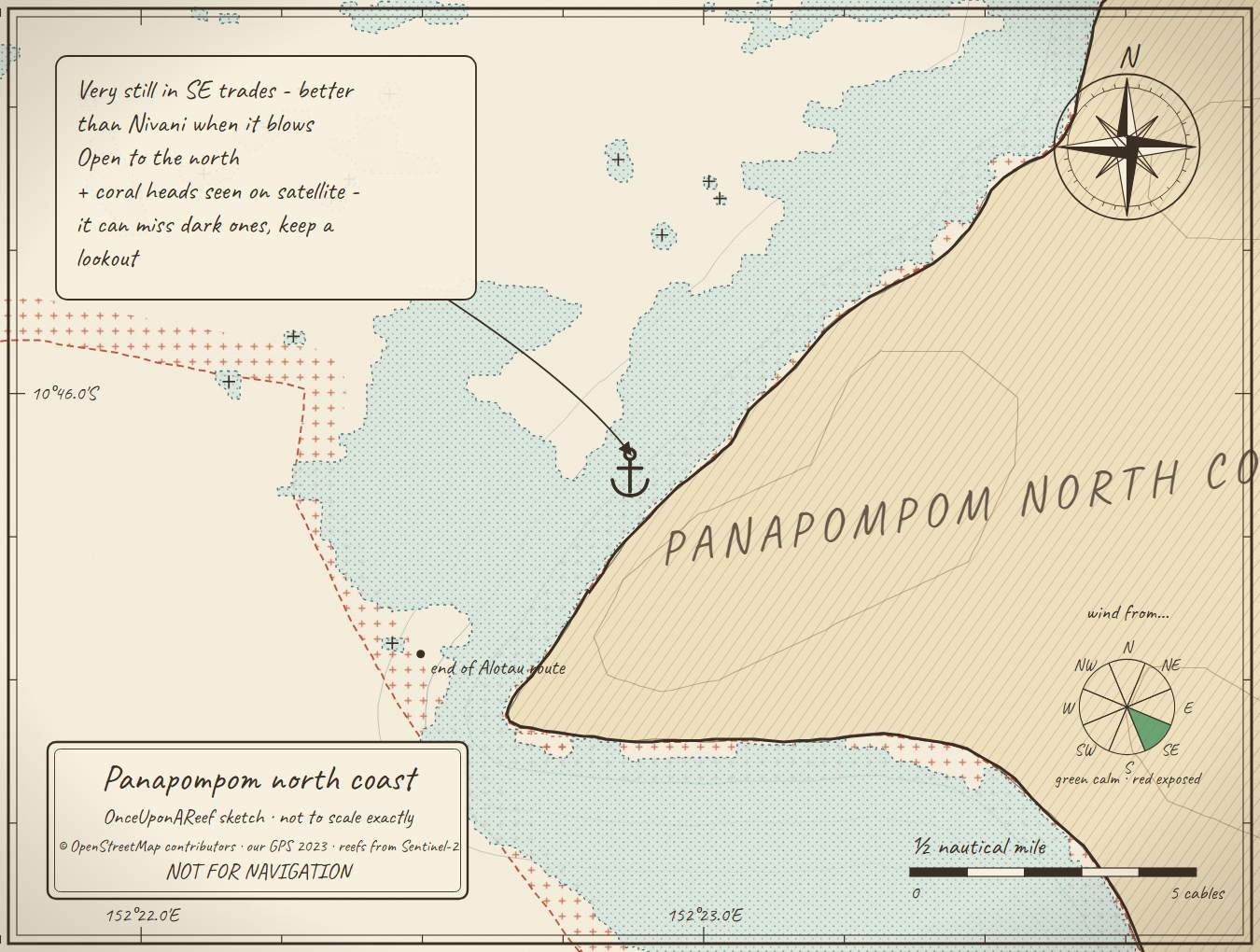 Sketch map of Panapompom north coast
