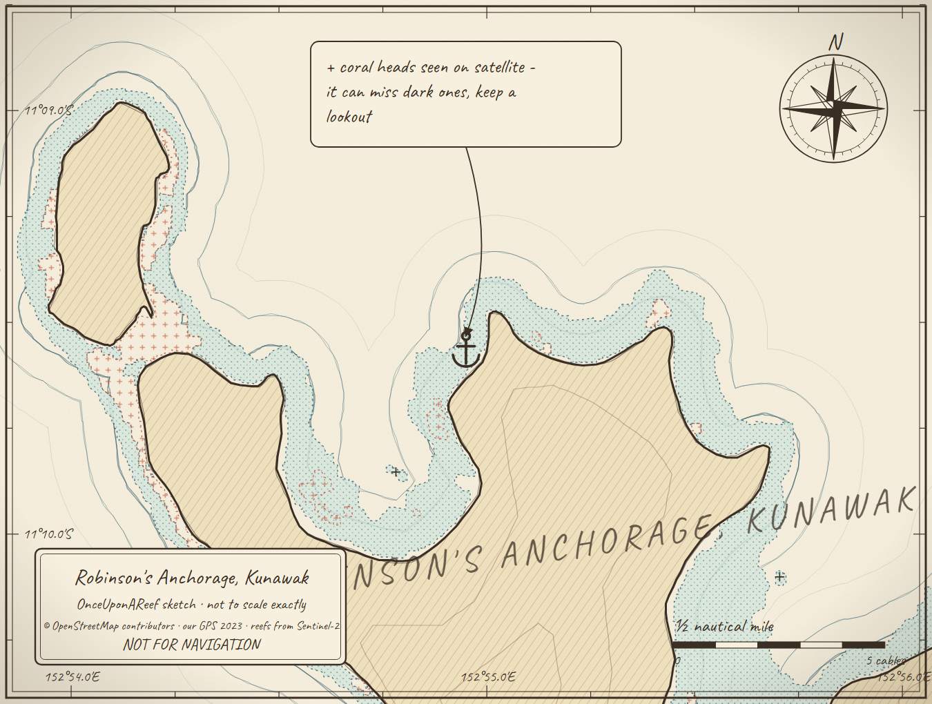 Sketch map of Robinson's Anchorage, Kunawak