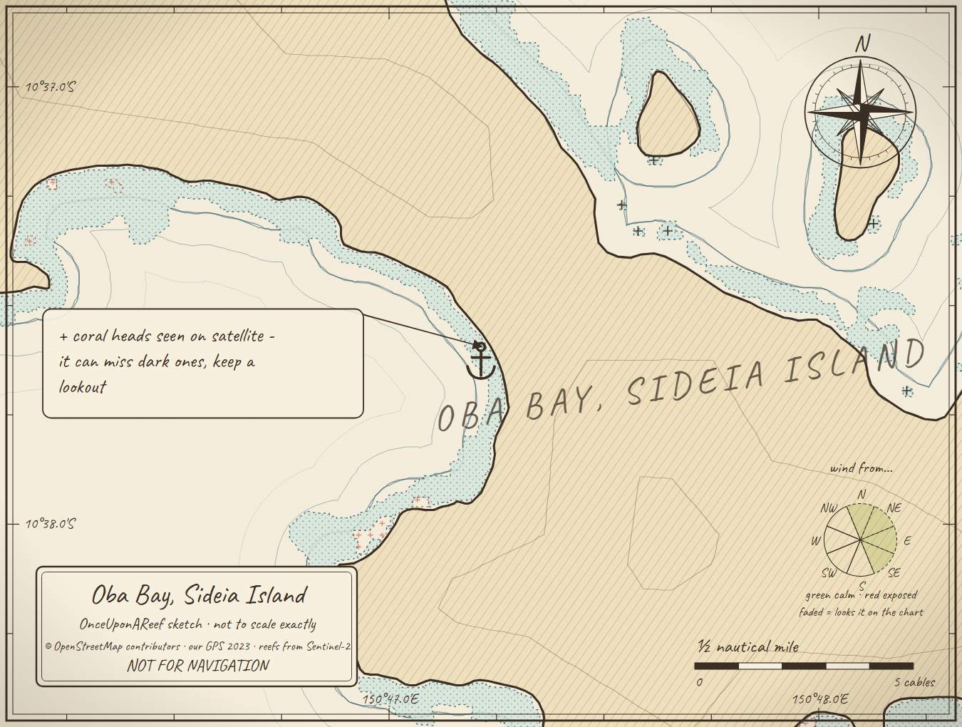 Sketch map of Oba Bay, Sideia Island