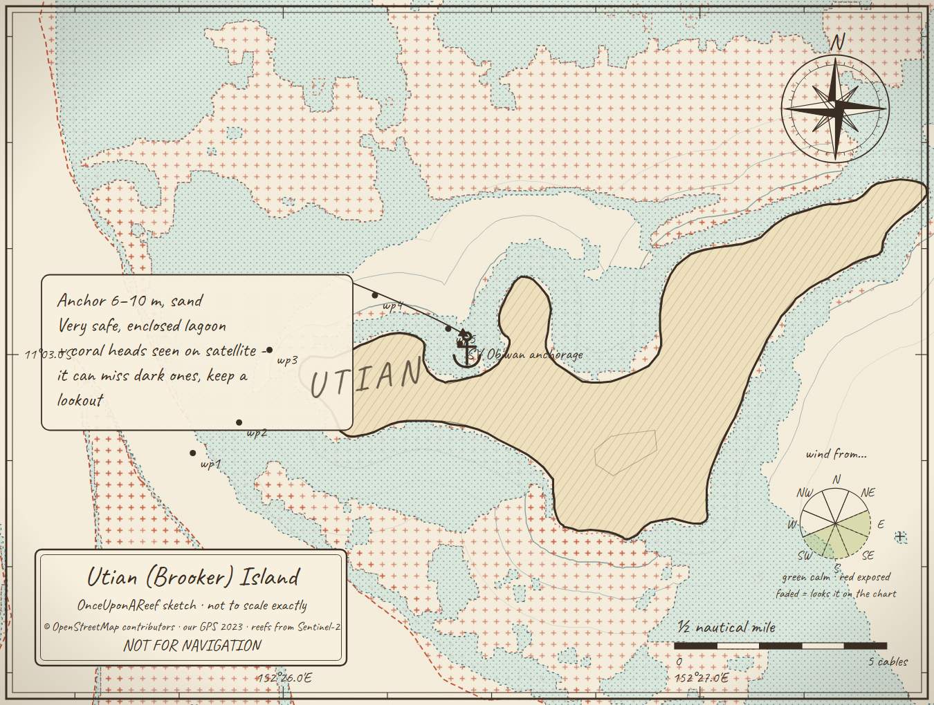 Sketch map of Utian (Brooker) Island