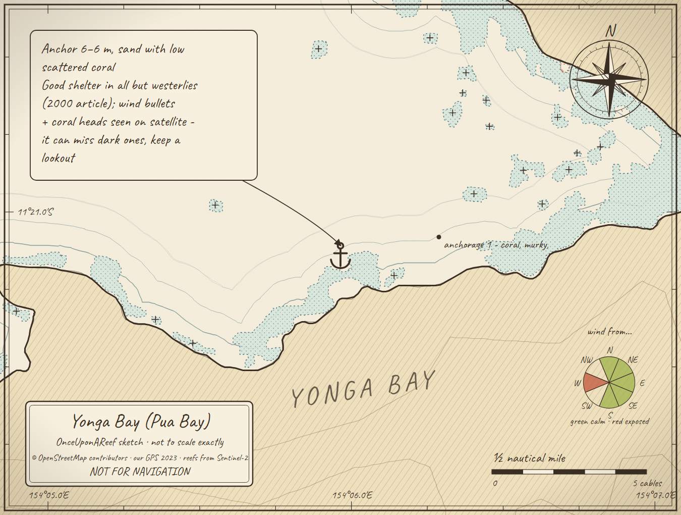 Sketch map of Yonga Bay (Pua Bay)